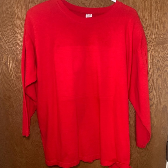 Vintage Vogue Red Cotton Long Sleeve Shirt Stamped Logo One Size Fits All - Picture 1 of 8